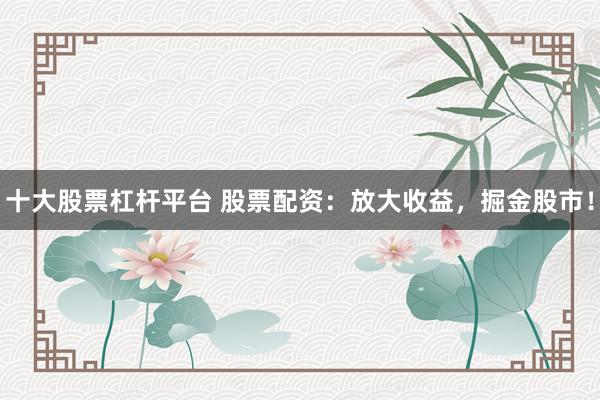 十大股票杠杆平台 股票配资：放大收益，掘金股市！