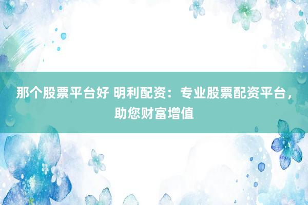 那个股票平台好 明利配资：专业股票配资平台，助您财富增值