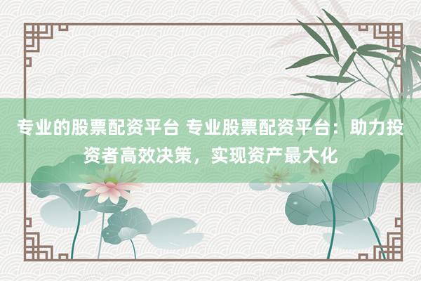 专业的股票配资平台 专业股票配资平台：助力投资者高效决策，实现资产最大化
