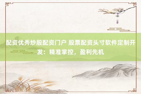 配资优秀炒股配资门户 股票配资头寸软件定制开发：精准掌控，盈利先机