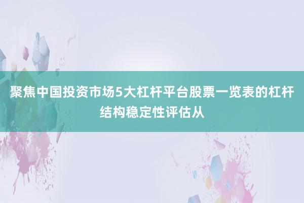 聚焦中国投资市场5大杠杆平台股票一览表的杠杆结构稳定性评估从
